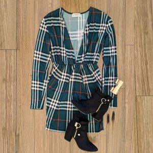 🖤Festival Deep V-neck Plaid Drape Dress -Small